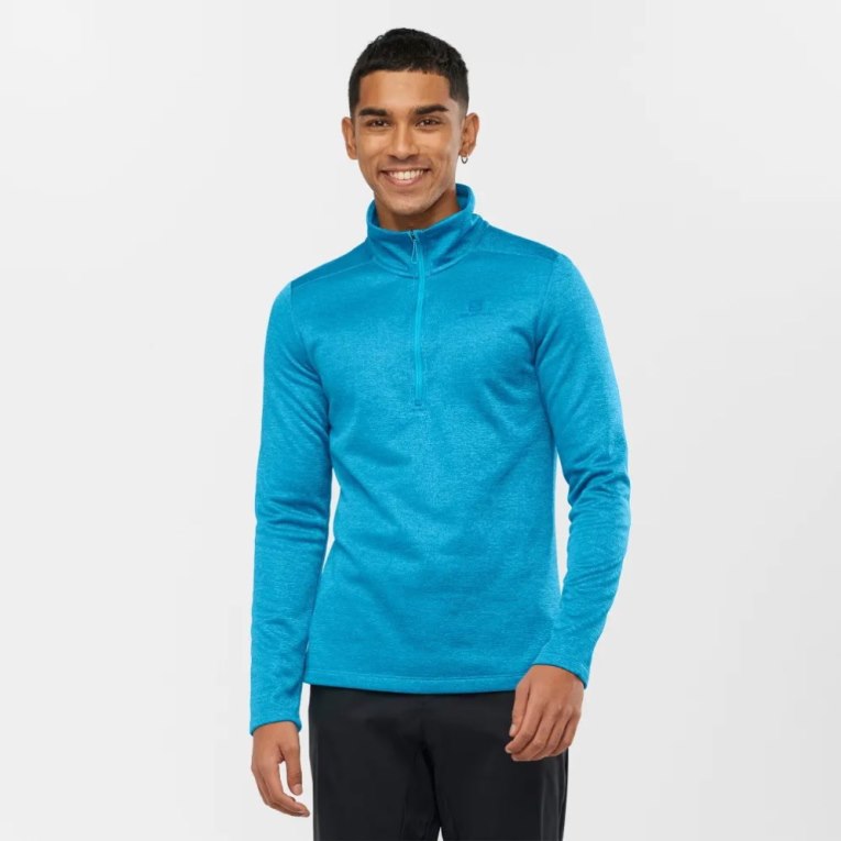 Sudaderas Salomon Essential Lightwarm Seamless Half Zip Hombre Azules | MX DNRE087